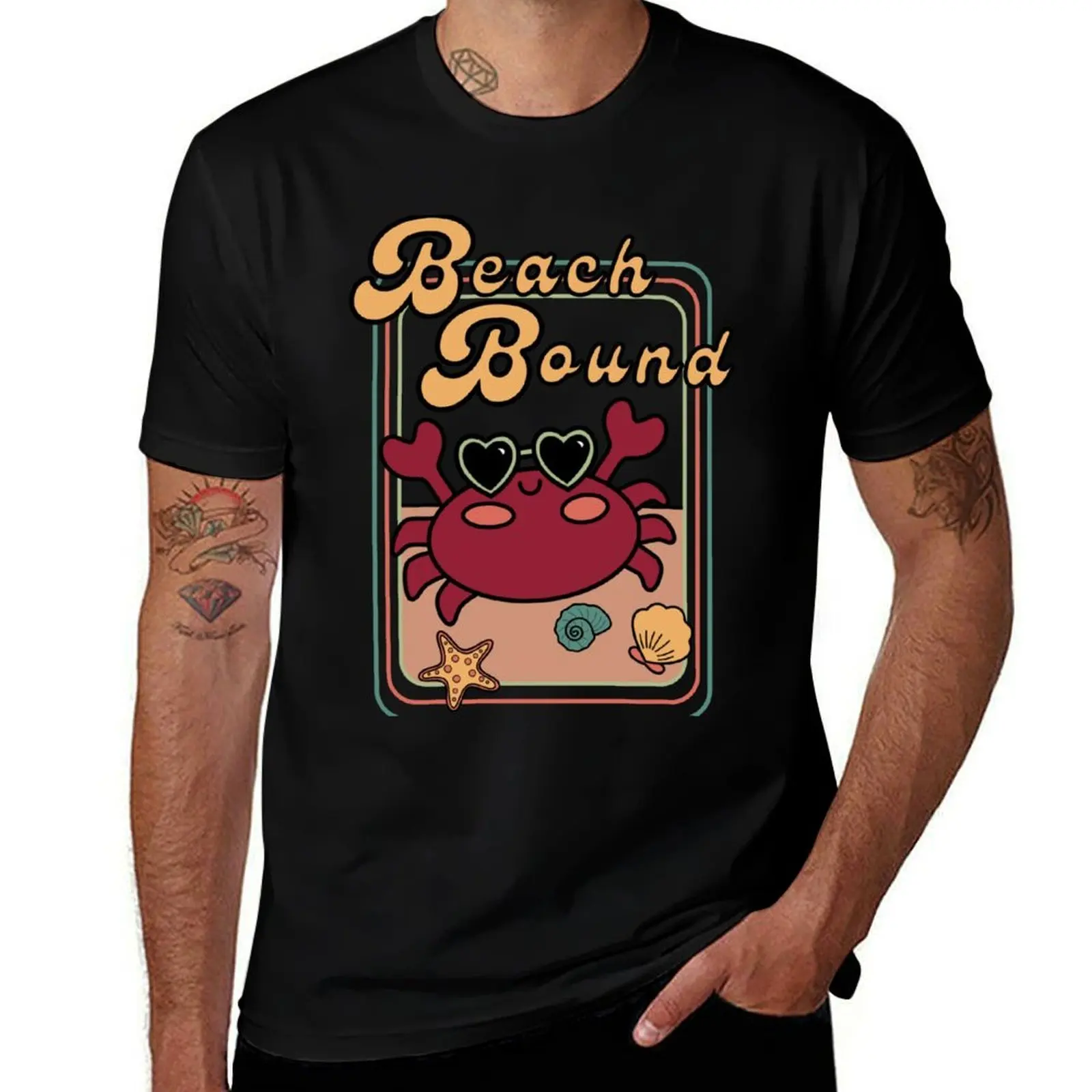 

Beach Bound' cute crab T-Shirt Luxury man for a boy cotton man t-shirts shirts graphic tee men