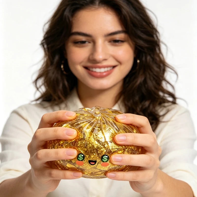 2026 New Quick Rebound Decompression Gold Foil Bun Pinching Fun Simulation Bun Appearance Cute Touch Soft and Elastic