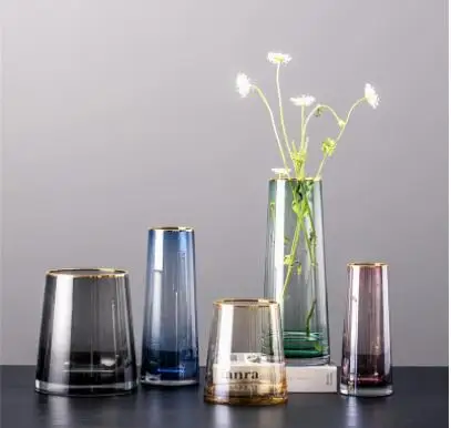 Modern Luxury Phnom Penh Vases Decoration Living Room Flower Arrangement Transparent Glass Hydroponics Home Decor