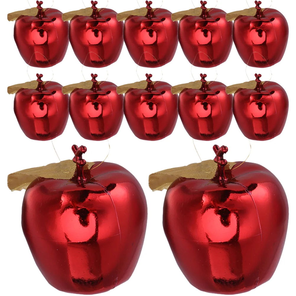 12 Pcs Plastic Apple Pendant Christmas Garden Decorations Hanging Ornaments Prom Tree Indoor Festival Adornment Unique