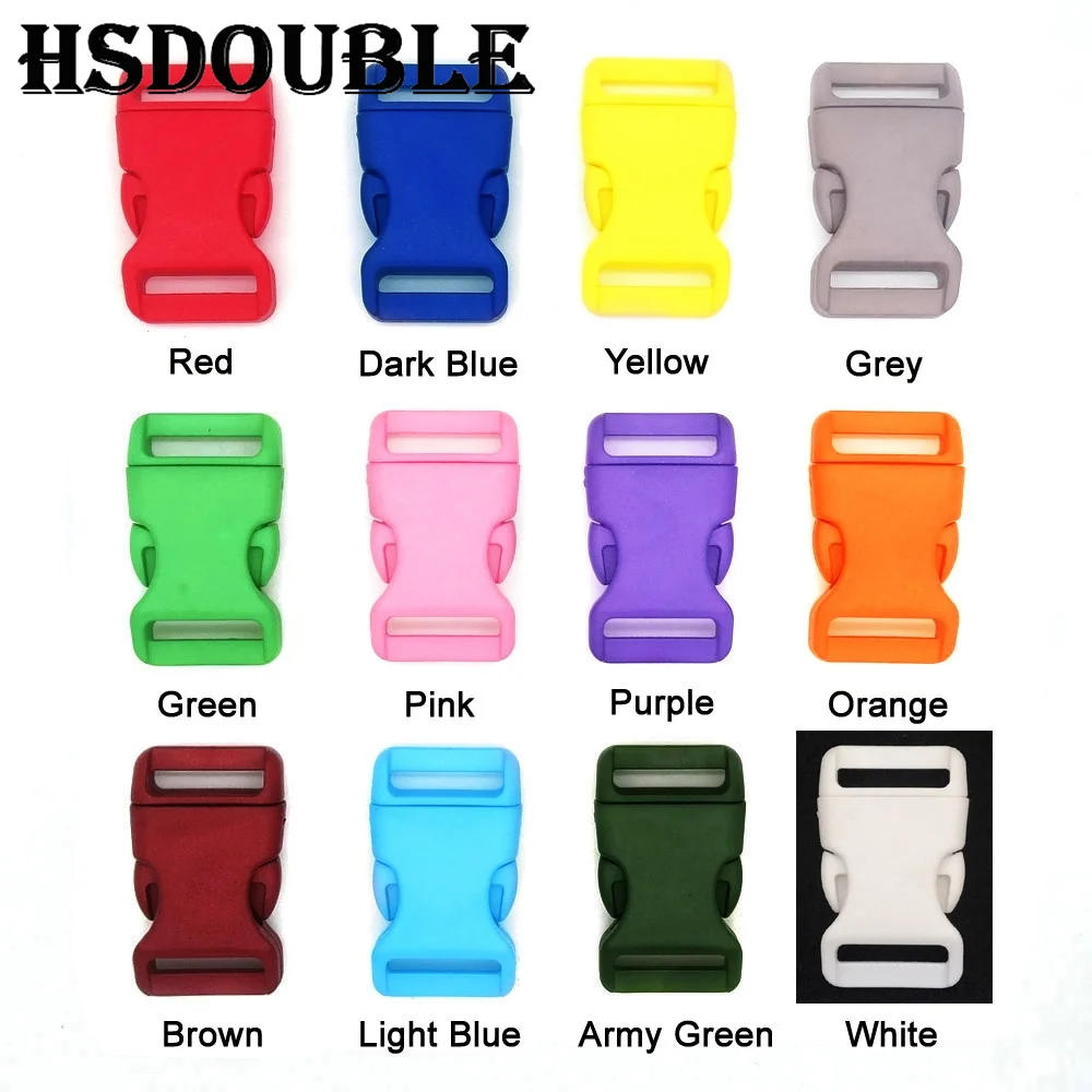 12 Pcs/Pack 3/4'' Plastic Colorful Contoured Side Release Buckles Webbing Size 20mm For Paracord Bracelets/Backback 12 Colors