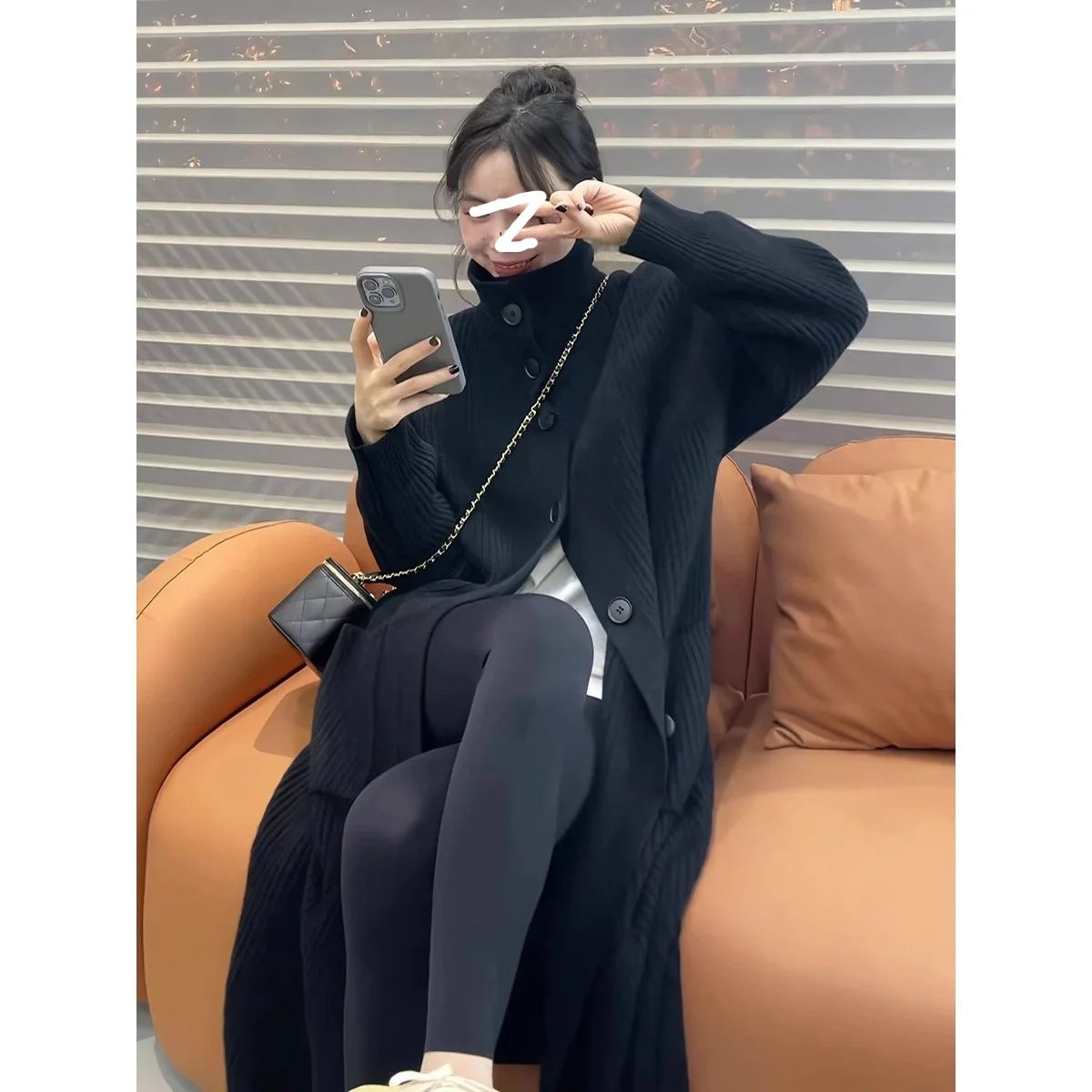 

Кардиган средней длины в стиле Харадзюку, женский, зимний, с меховым воротником, на пуговицах, в корейском стиле, однотонный, с рукавами реглан, в горошек, с полувысоким воротником, нежный