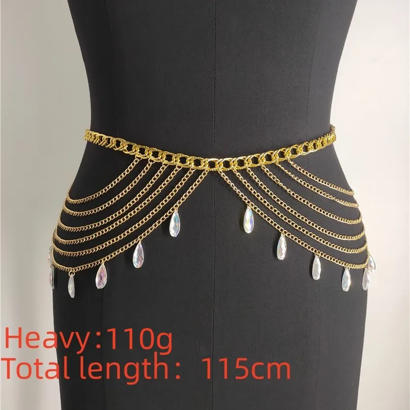 Retro women\'s Fashion Belly Charm Waist Chain  Pendant Long Tassel Harness Belly Chains Women Body Accessories Stonefans Jewelry