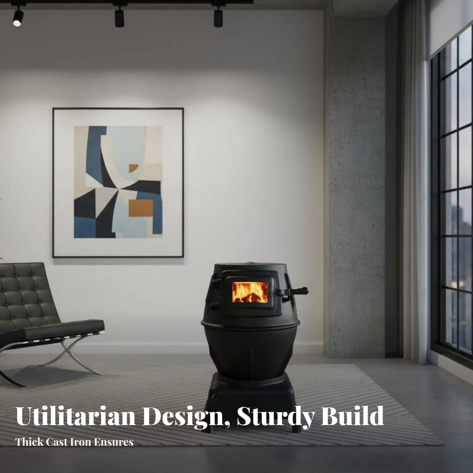 

Чугунная дровяная печь-камин, двухтопливная (на дровах и газе), для отопления внутри и снаружи помещений, с функцией приготовления пищи, с огнеупорным стеклом, прочная конструкция