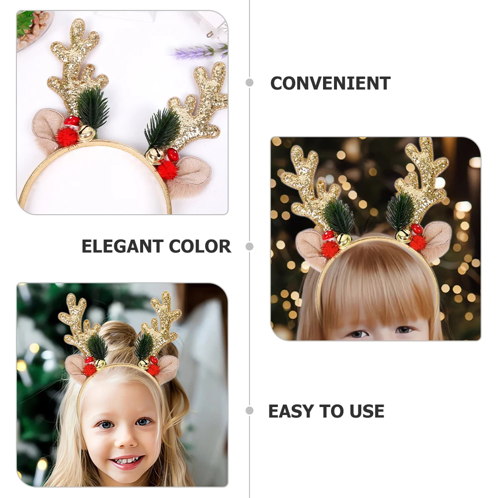

Повязка на голову золотого оленя с блестками, рождественский головной убор, аксессуар для рождественского костюма, аксессуар для рождественского костюма, праздничный декор для волос, реквизит