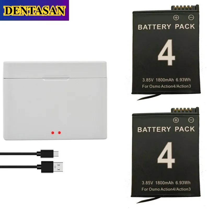

Подходит для DJI Osmo Action4/3, аккумулятор 1800 мАч, аккумулятор для камеры Spirit Eye, зарядное устройство с двумя отсеками, зарядное устройство с 3 отсеками