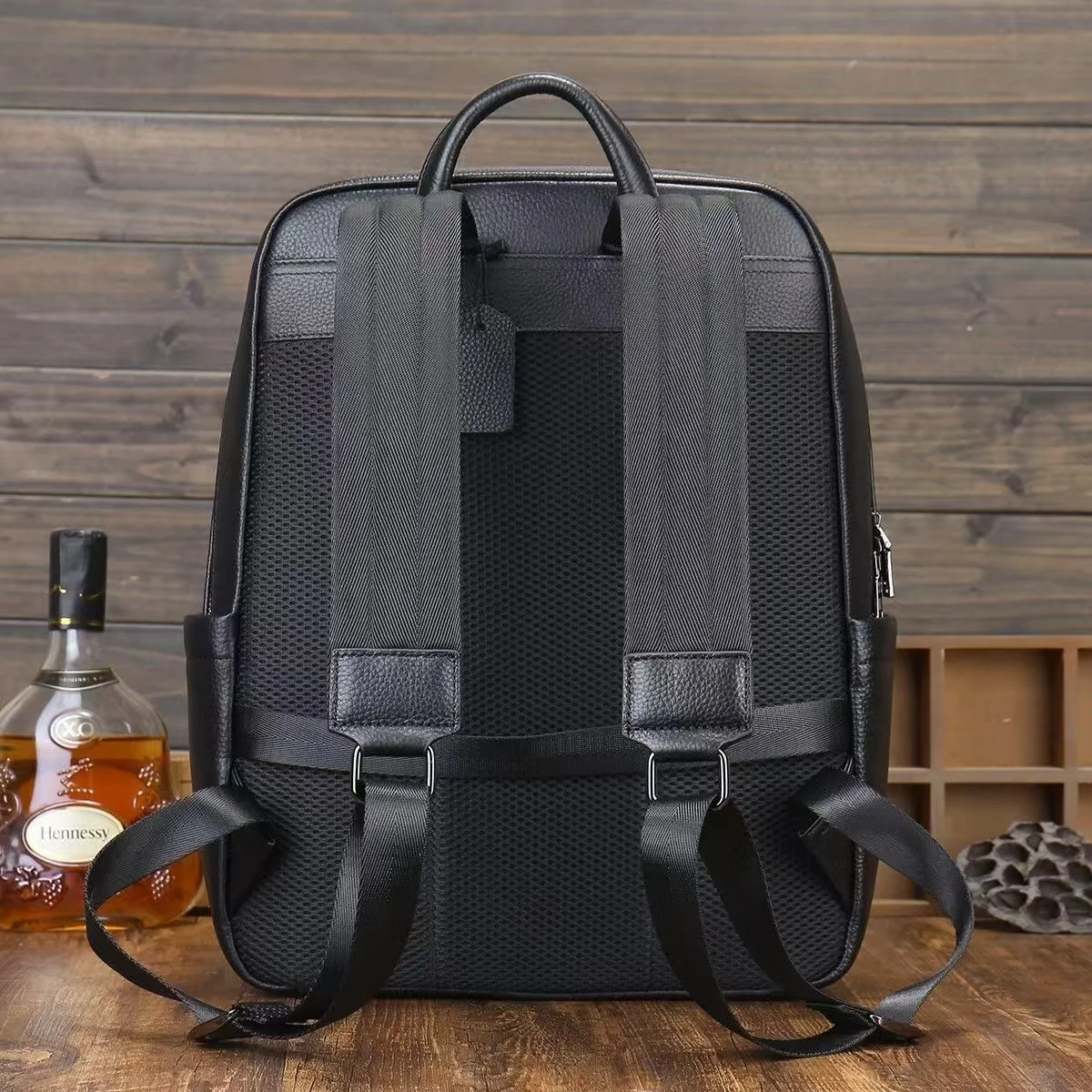 wmnuo New Backpack Men Zipper Cow Leather Business Bag For Man Shoulder Bag Mochila Designer Travel Bag Casual Laptop Rucksack