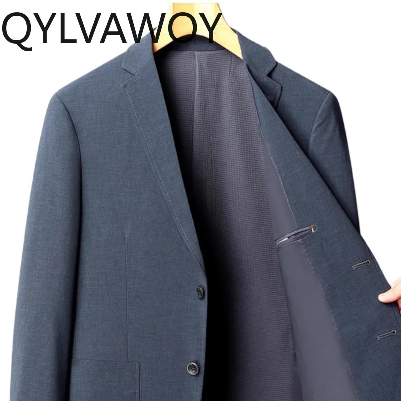 

QYLVAWOY 94% полиэстер, новый мужской костюм на весну и осень, повседневный пиджак для папы среднего возраста, мужской костюм для отдыха, верхняя одежда LJ2136