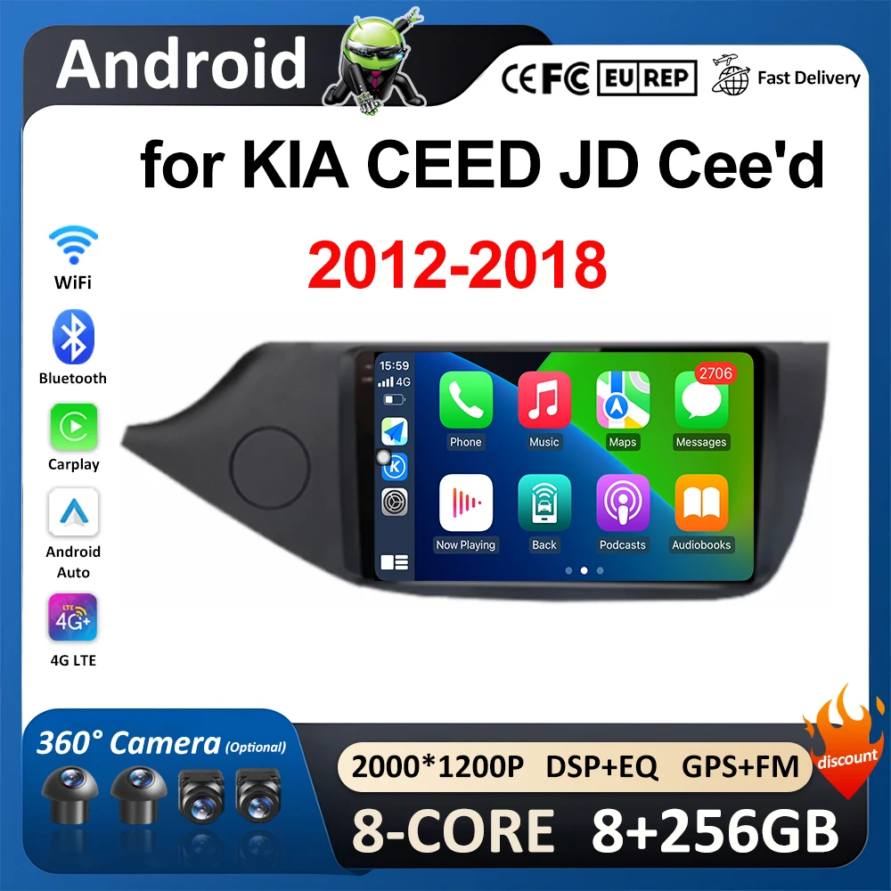 Autoradio lettore Video per KIA CEED JD Cee e\'d 2012 2013 2014 - 2018 Android OS WiFi accessori unità principale Blutooth DSP Stereo 4G