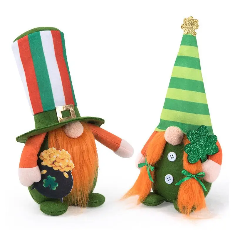 St Patricks Day Gnomes Green Shamrock Irish Plushie Leprechaun Green Irish Scandinavian Nisse For Tiered Tray Shelf Tabletop