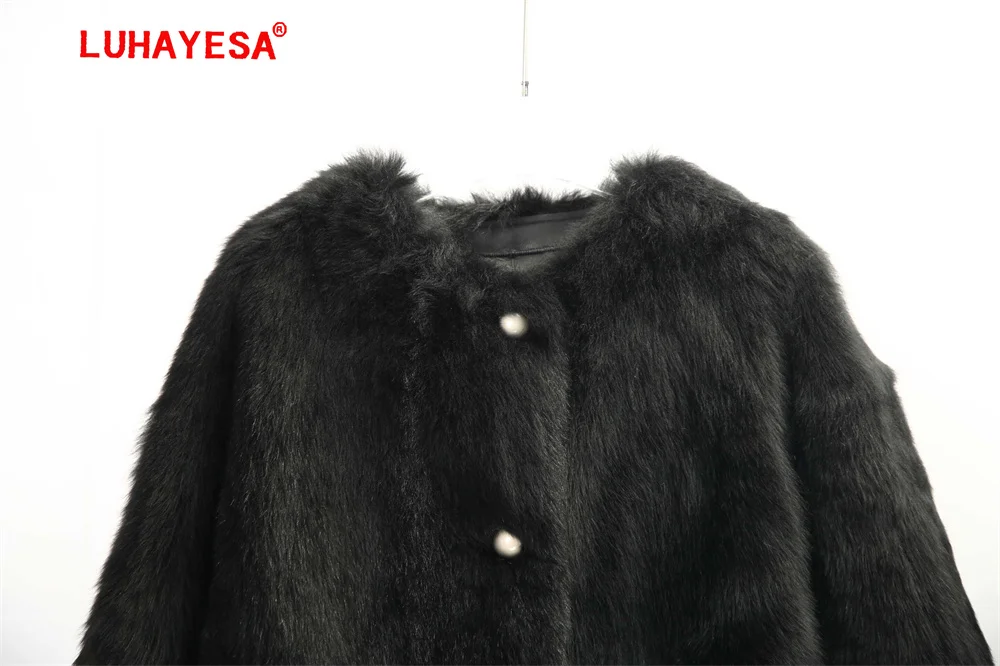 2024 Spain Tuscany Lamb Fur Shearling Clothing Women Black Simple Guaranteed Natural Sheepskin Fur Jacket