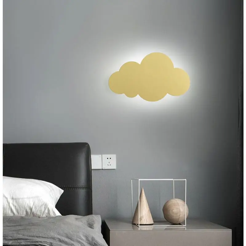 Lámparas LED de pared coloridas para habitación de niños, luces de pared en forma de nube, nórdica, para dormitorio, mesita de noche, decoración