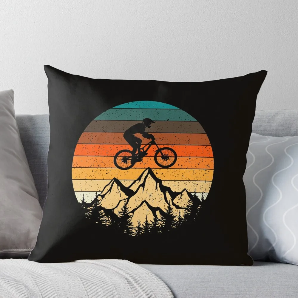 Mountainbike Downhill Retro Vintage Gift Throw Pillow Decorative Cushions Sofa Cover pillow cover luxury