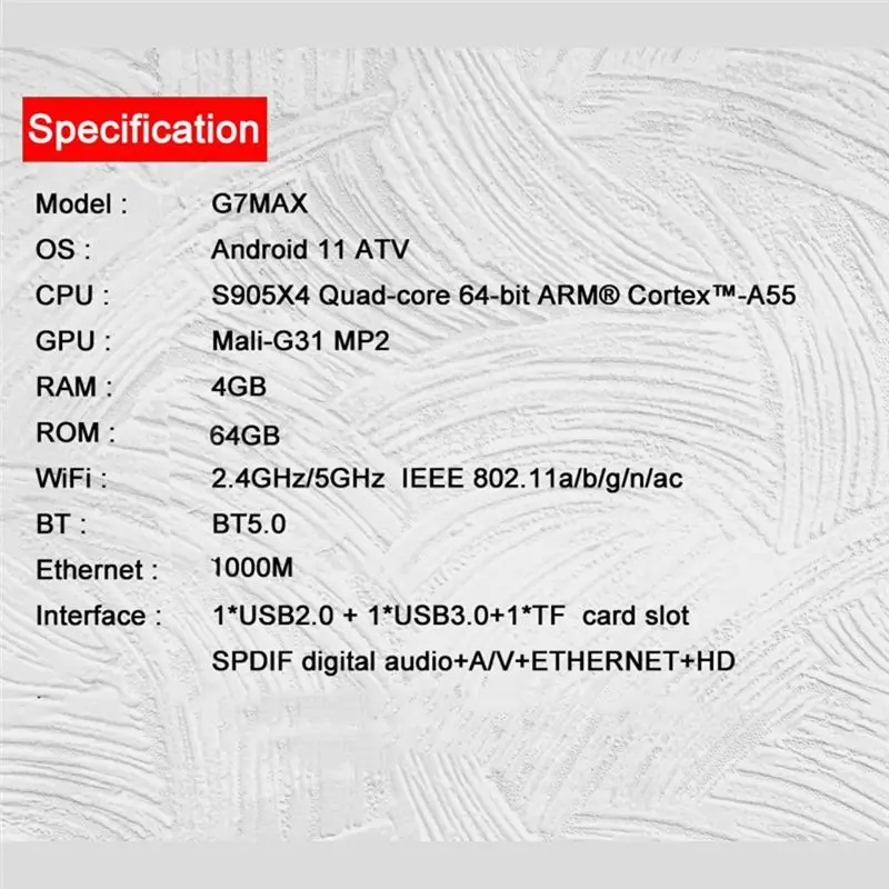 G7 Max Smart TV Box Android 11 S905X4 4GB+64GB 1000M AV1 4K HD 2.4Ghz/5Ghz Dual Wifi USB3.0 Set Top Box Media Player - view 4