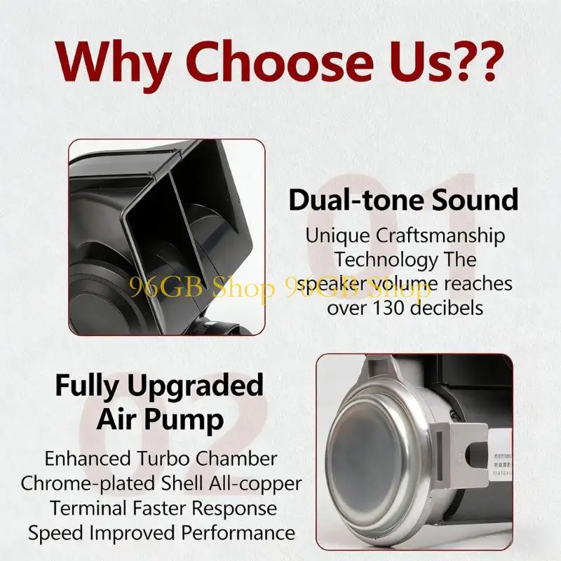 

96GB Universal Application Simple Electrical 24V Air Horn with Loud 130dB Alert for Commercial Use Enhances Driving Safety