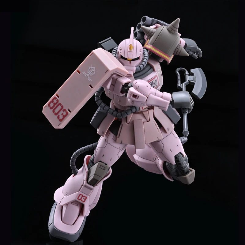Bandai ของแท้ HG MS-06D ZAKU DESERT ประเภทสีชมพู PANTHER FORCES กันดั้มอะนิเมะ Action Figure ประกอบของเล่นเครื่องประดับของขวัญเด็ก