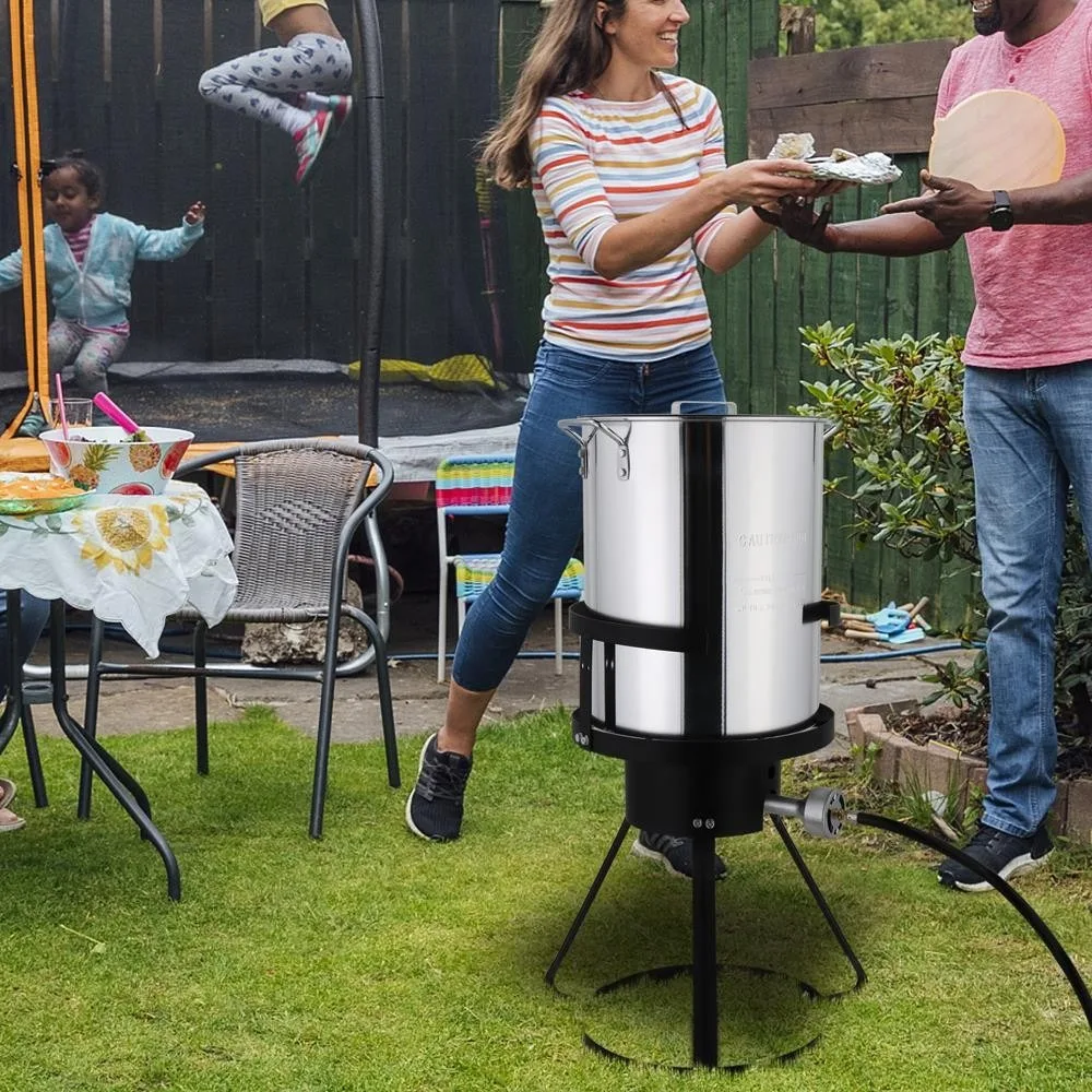 30 كيو تي الألومنيوم تركيا مجموعة المقلاة العميقة وعاء الأسهم موقد غاز البروبان الموقد مع غطاء