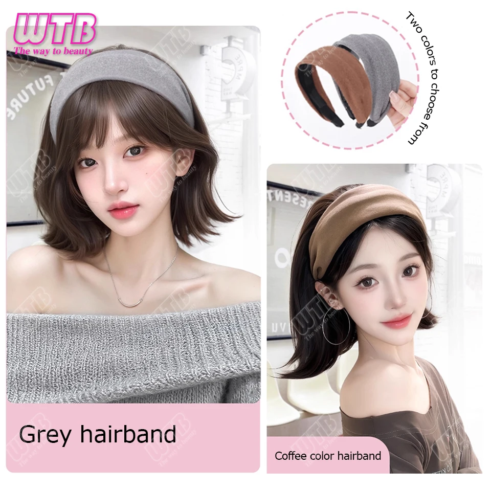 باروكات شعر صناعية، باروكات نصف أغطية الرأس، شعر نسائي قصير، باروكات مقلوبة، باروكات محاكاة طبيعية قابلة للفصل #4