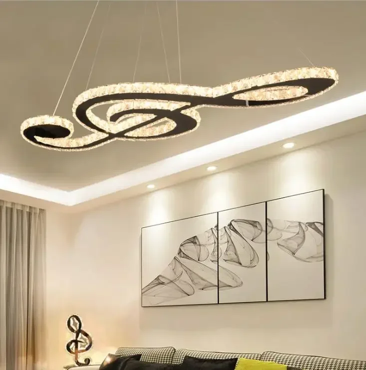 

Post modern art living room lamp creative personality industrial style dining room chandelier Nordic adjustable note Chandelier