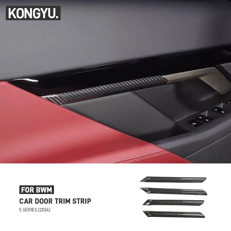

For BMW 5 Series G60 G68 2024 Real Carbon Fiber Car Inner Door Panel Strips Trim Cover Decorative Sticker Interior Accessories