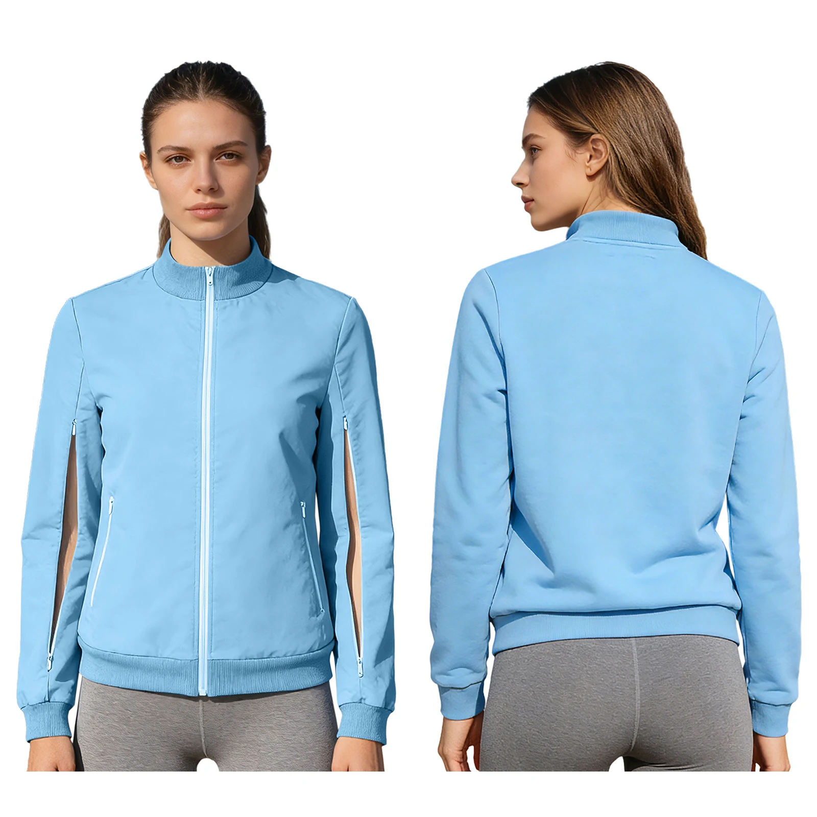 Dames Dialyse Sweatshirt Tops Casual dagelijks gebruik Lange mouwen met verborgen ritszakken Hemodialyse Adaptieve jas Bovenkleding