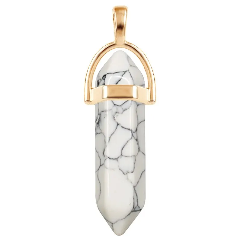 7pcs Hexagon Pillar Quartz Necklace Set with Leather Chain