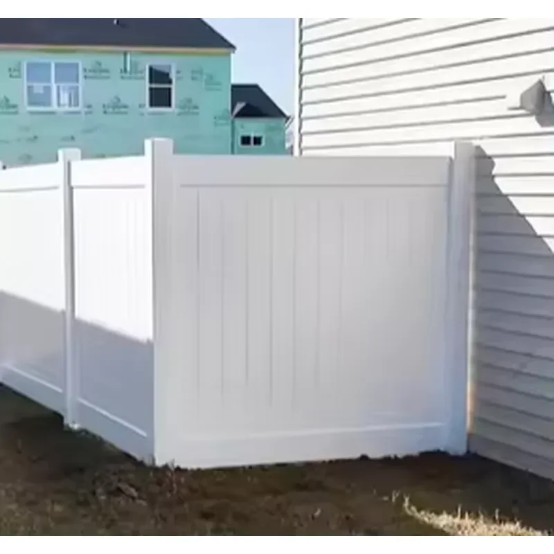 PVC Vinyl Privacy Fence White With Decorative Post Caps UV Resist Yellow Outdoor Backyard Enclosure