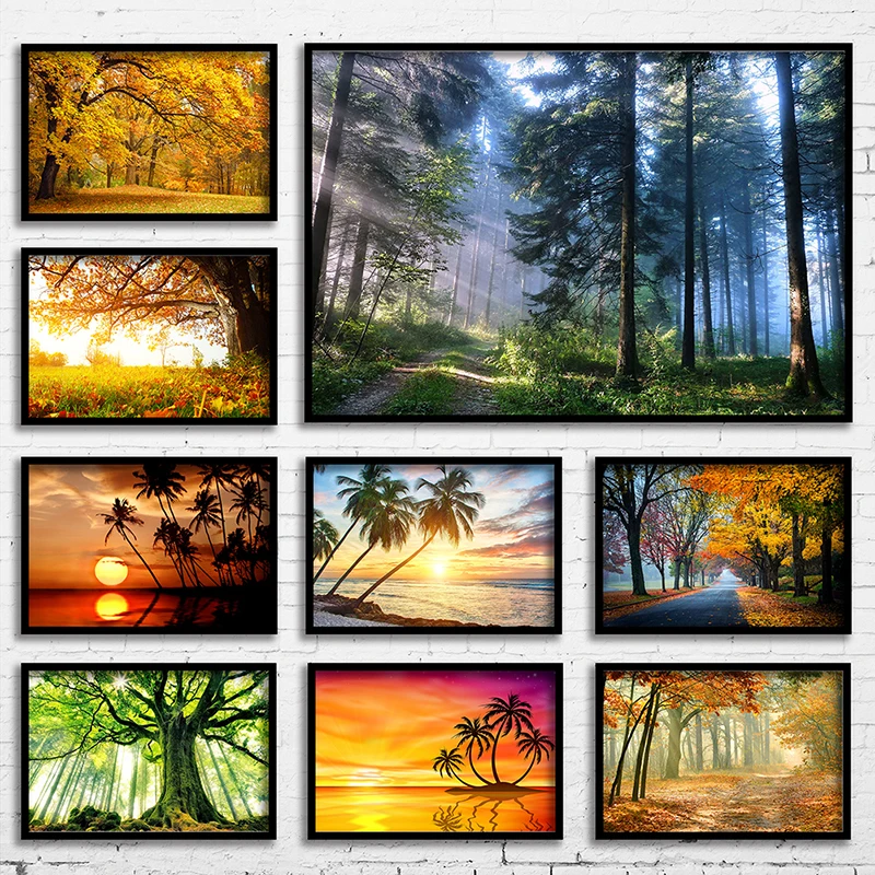 150*100cm Scenery Pictures Nature Landscape Poster Decorative Canvas Painting Wall Hanging Prints Living Room Home Decor