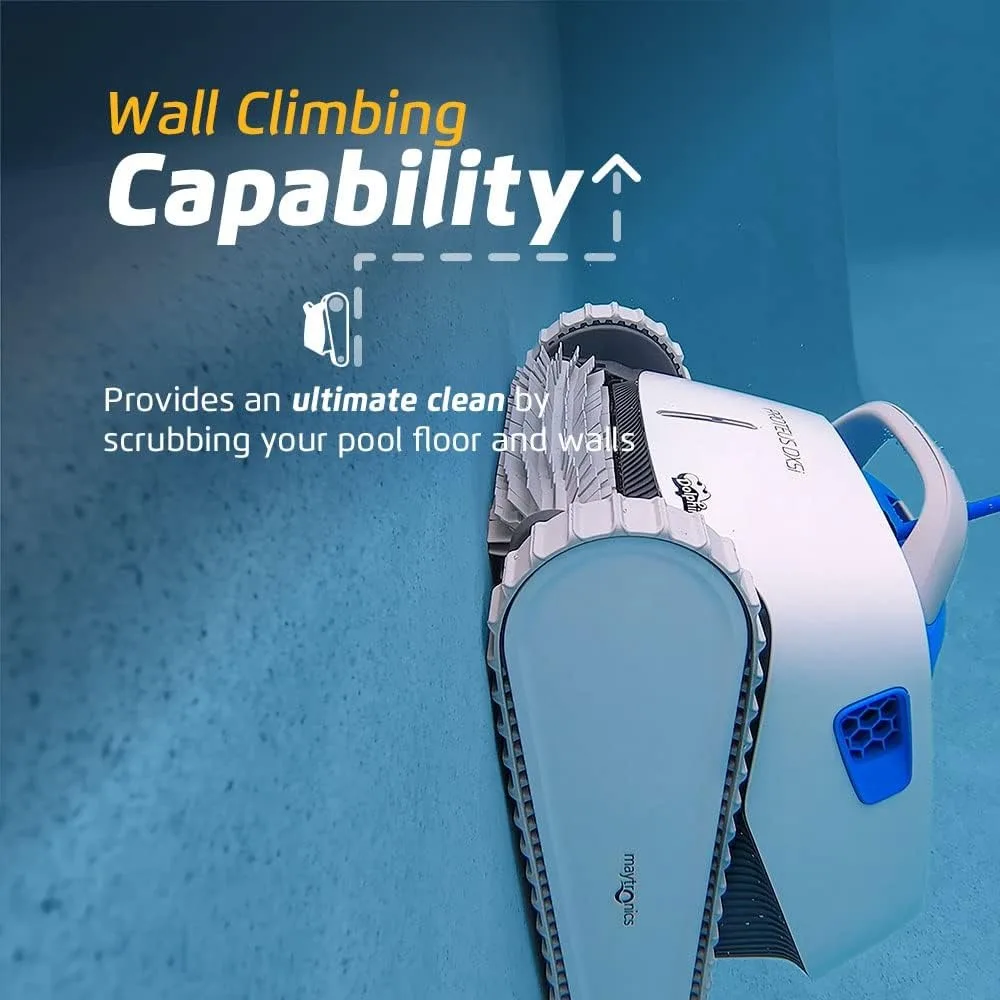 Wi-Fi Automatic Robotic Pool Vacuum Cleaner Wall Climbing Waterline Scrubber Brush Ideal for In-Ground Pool up to 50FT in Length