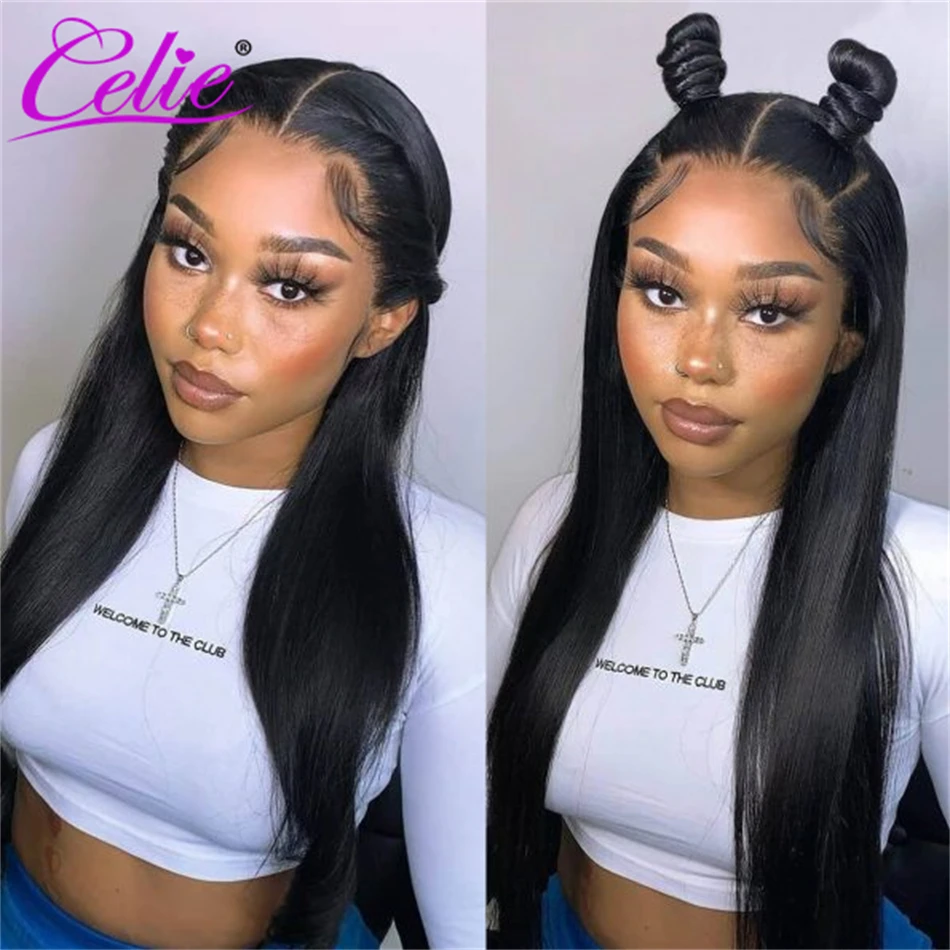 Celie 13x4 Bone Straight HD Lace Front Wig 13x6 Transparent Lace Wigs For Women Human Hair 200 Density Ready To Go Wigs