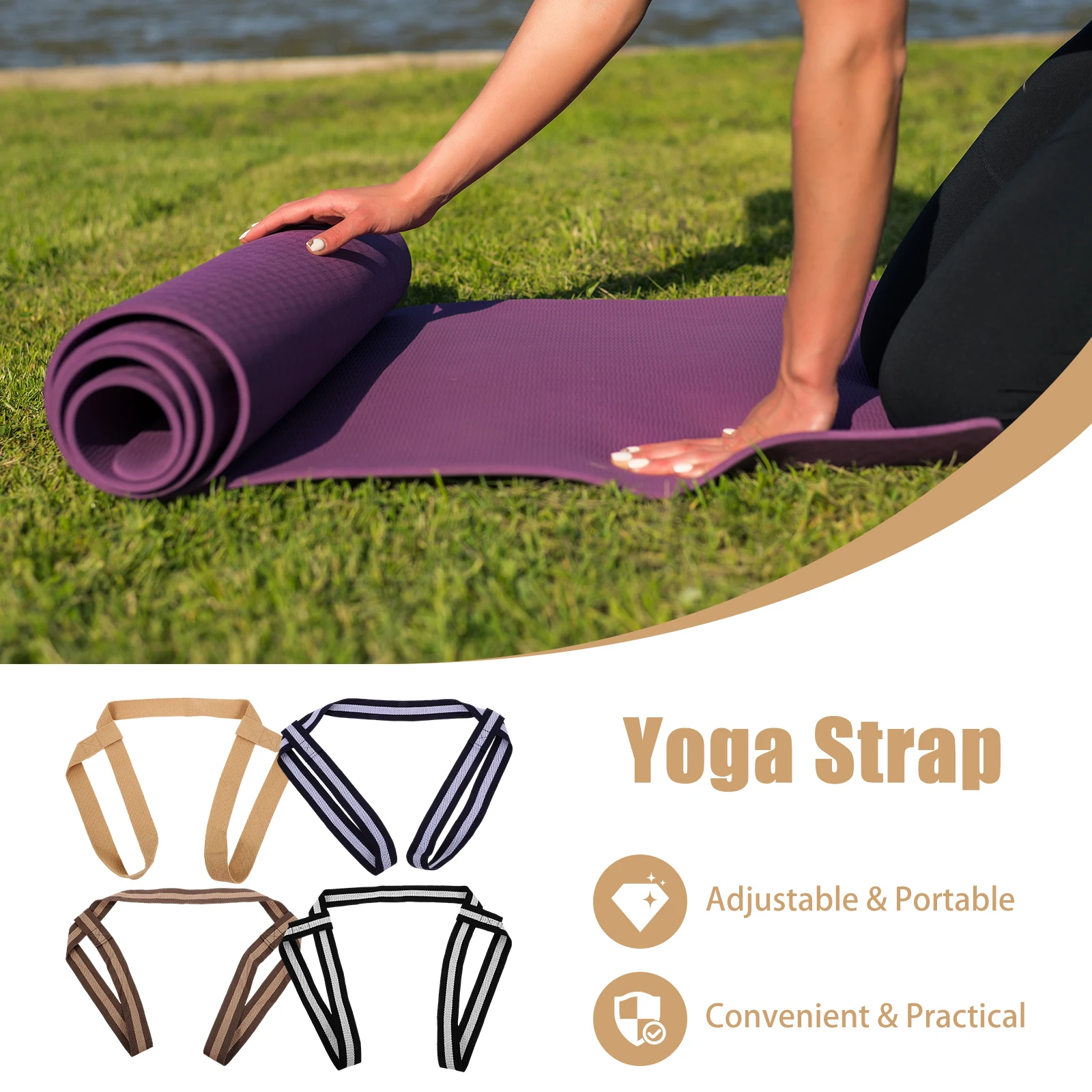 

4Pcs Yoga Mat Strap Adjustable Wear-Resistant Carry Sling Portable Fitness Band for Home Gym Training and Outdoor Yoga Practice