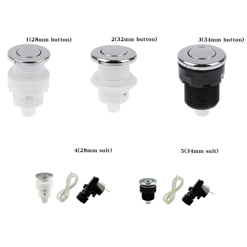 Pneumatic Switch On Off Push Button 28/32/34mm For Bathtub Spa Waste Garbage Disposal Whirlpool