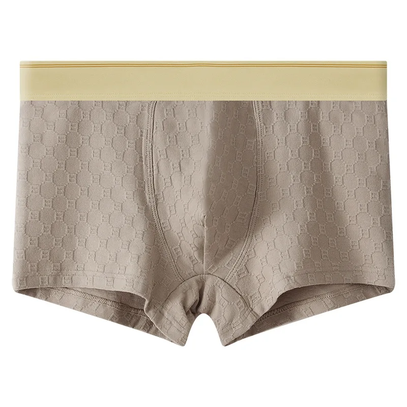 Men's Boxy Underwear Jacquard Cotton Breathable Comfortable Sweat Absorption Boxer Shorts Youth Low Waist U Convex Pouch Trunks
