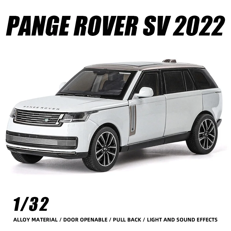 

1:32 Land Rover Range Alloy car model off-road vehicle SUV die-cast High Simulation collection value Pull back acousto-optic to