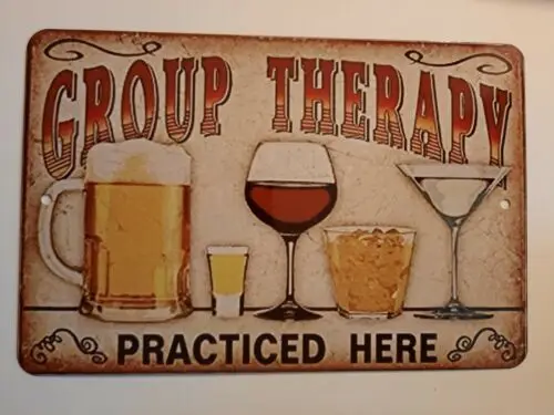 Group Therapy Practiced Here 8x12 Aluminum Metal Wall Garage Man Cave Sign