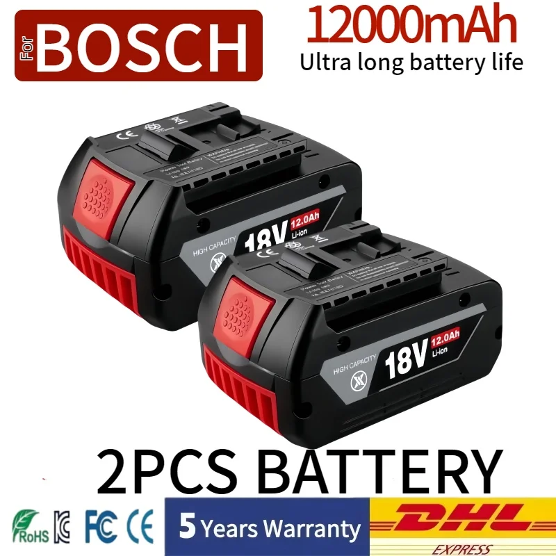 

18V 10.0Ah Rechargeable Lithium-ion Batteryfor Bosch BAT609 BAT609G BAT618 BAT618G BAT614 for Electric Drill with Charger⚡