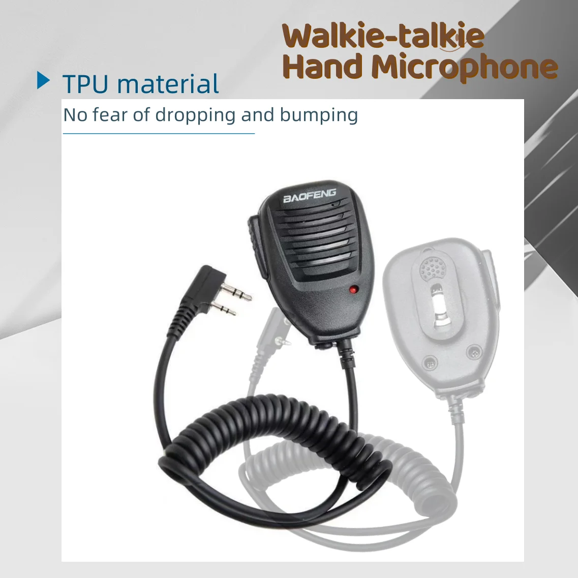 Walkie Talkie Microphone 2 Pin Kenwood PTT Speaker Mic  for Baofeng UV-5R 888s Hunting Security Construction 360° Clip