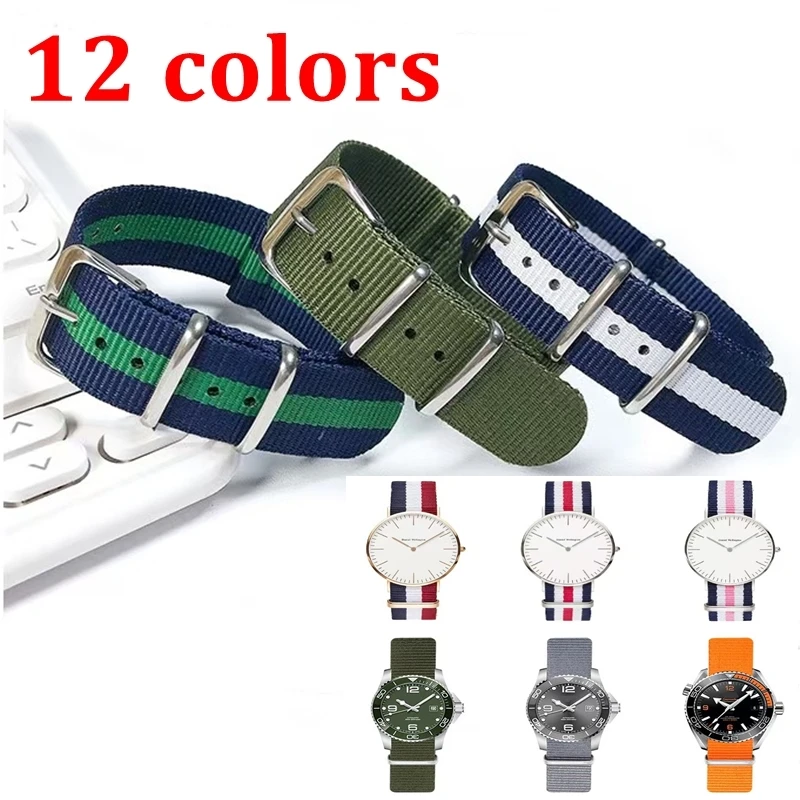 Nylon Strap 18mm 20mm 22mm Watchband Strap Classic Canvas Sport Military Striped Replacement Nato Watch Bracelet Dropshipping