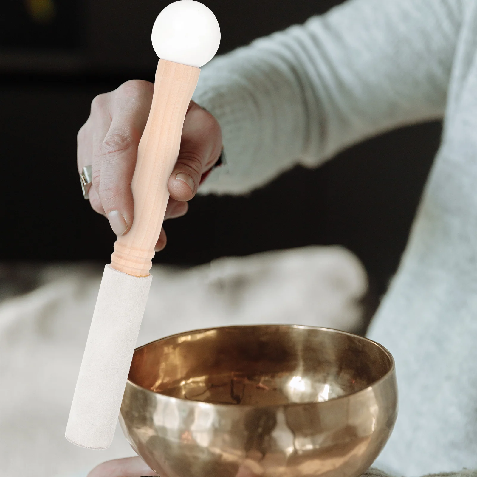 التبت خشبية جرس الموسيقى مطرقة دائم مصقول قبضة مريحة للتأمل اليوغا بوذا وعاء الصوت التبت يطرق عصا #1