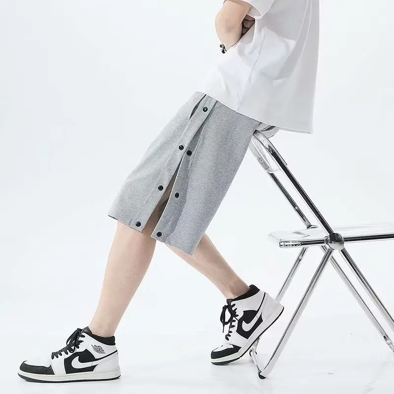 

Полностью открытые шорты для мужчин в летнем корейском стиле, свободные повседневные спортивные брюки с 5 точками для пар