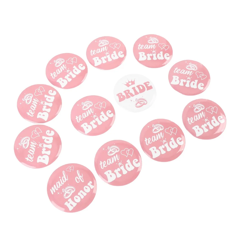12pcs Pink Bachelorette Party Buttons Pin Set Button Accessory Bride to Be Button Pins Bridal Party Pins Set Wedding Reception
