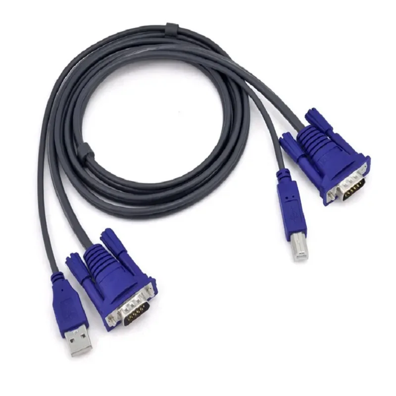 1.5m kabel USB 2.0 KVM przejściówka VGA kabel USB 4Pin + standardowy VGA SVGA 15pin Adapter do drukarki do laptopa