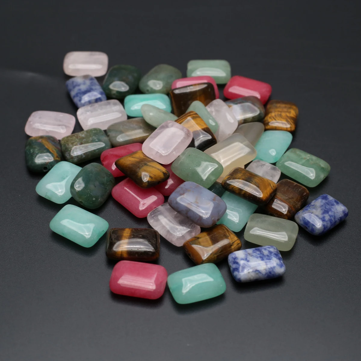 50PCS Wholesale Exquisite Natural Stone Sodalite Rose Quartz Tiger Eye Rectangle Beaded Jewelry Making DIY Necklace Bracelet