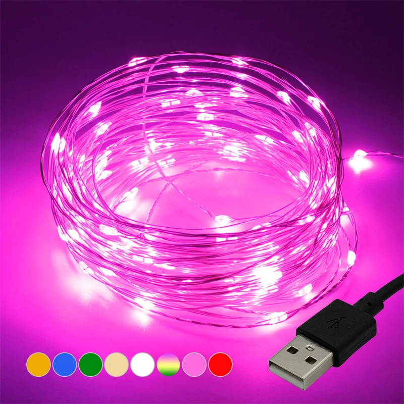 Weiße LED-Lichterkette, 20 m, USB-Lichterkette, wasserdicht, Kupferdraht, Girlande, Lichterkette für Weihnachtsdekoration, Party – Detail 5