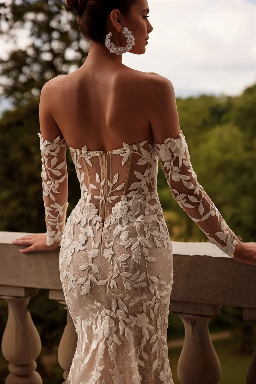 Eleganckie, urocze suknie ślubne w stylu trąbki i syreny dla kobiet, z iluzorycznymi aplikacjami z koronki i tiulu, Vestido De Novia.