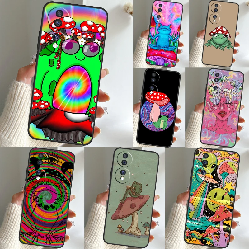 Hippie Mushroom Frog shrooms For Huawei Honor 70 50 X7 X8 X9a P20 P40 P30 Lite P50 Mate 50 Pro P Smart Z 2021 Back Case