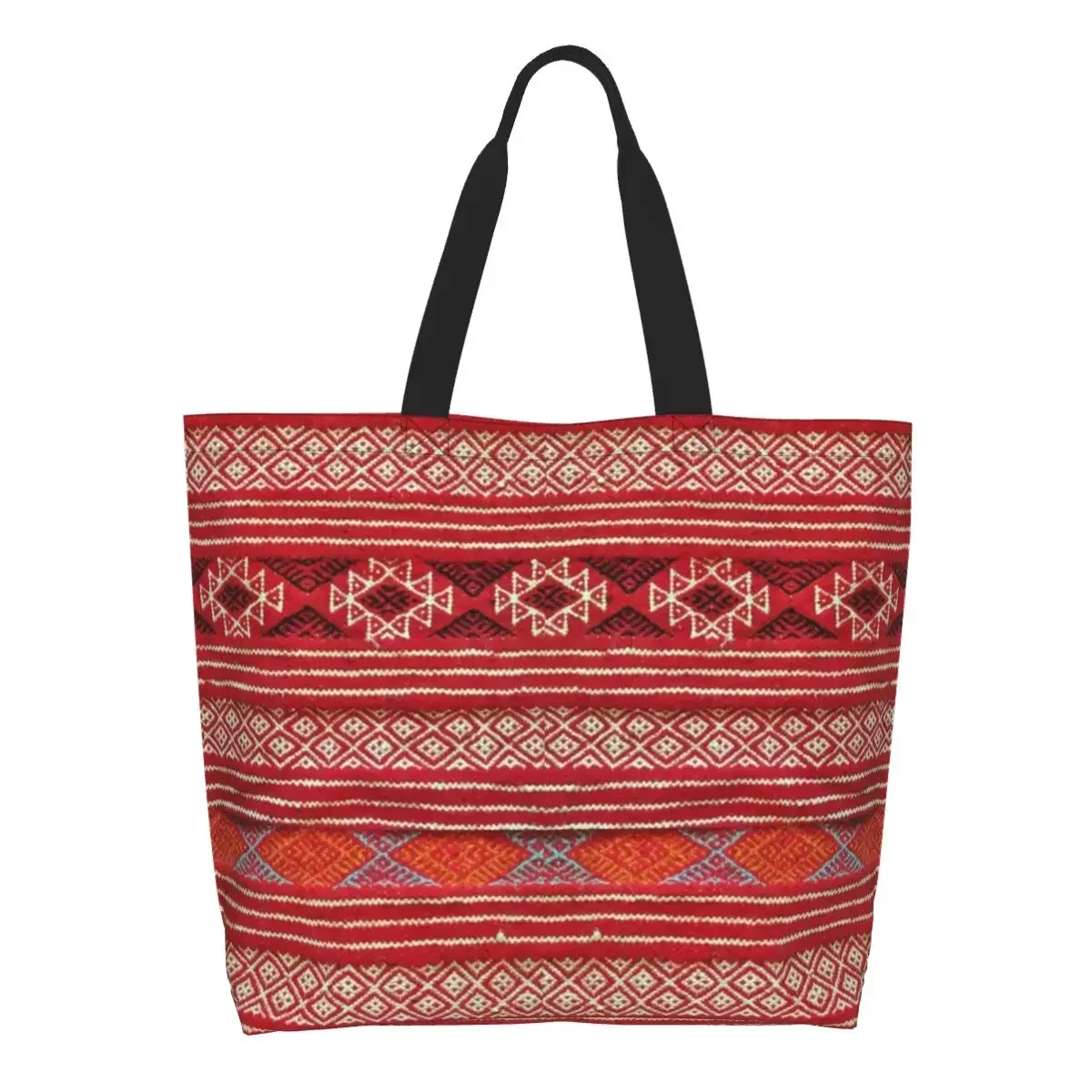 Recycling Kabyle Amazigh Carpet Shopping Bag Women Canvas Shoulder Tote Bag Durable Africa Algeria Ethnic Groceries Shopper Bags