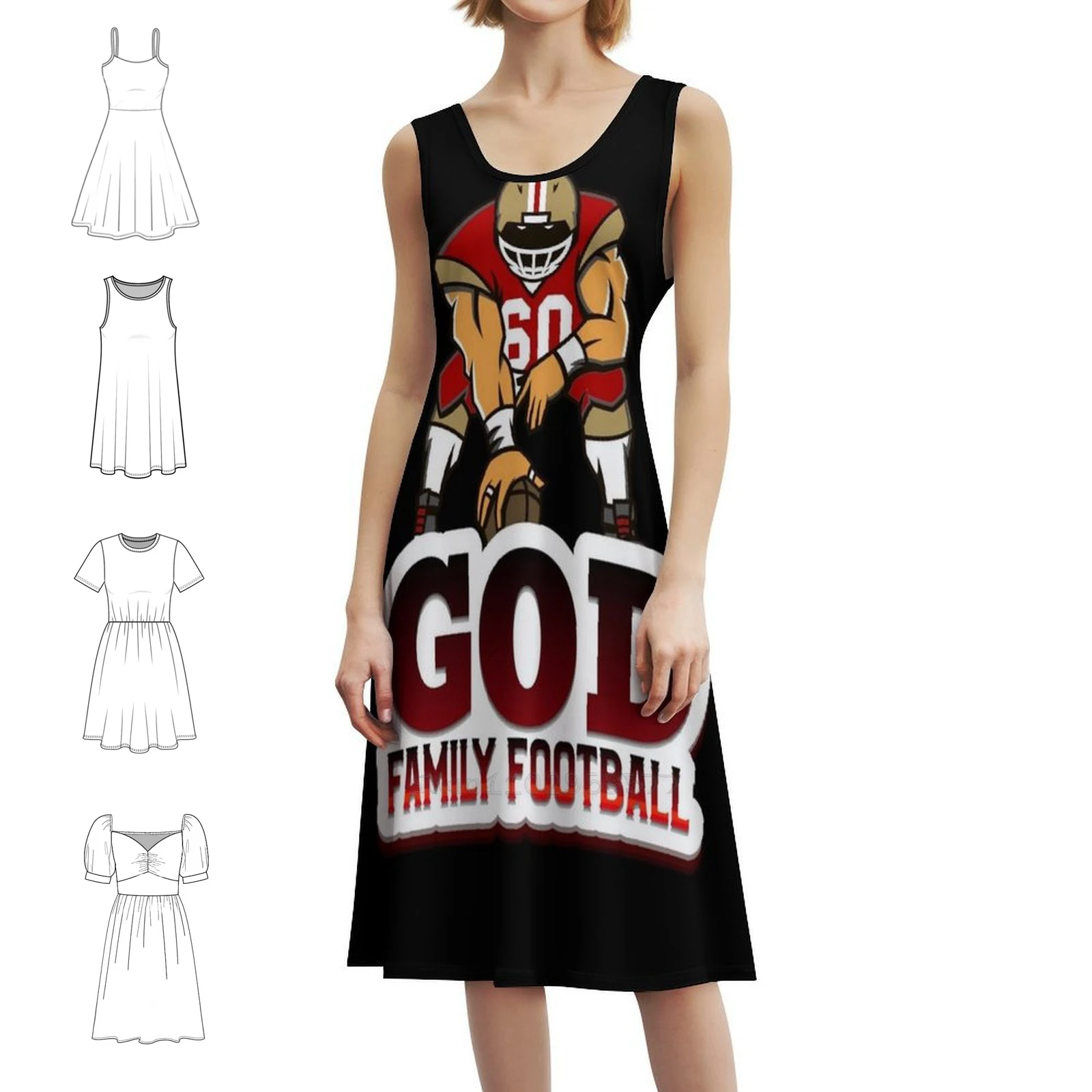 

God Family Football Boho Chic Dress Elegant Fashion Beach Wedding Party Gown God Family Football Football Family God Women's