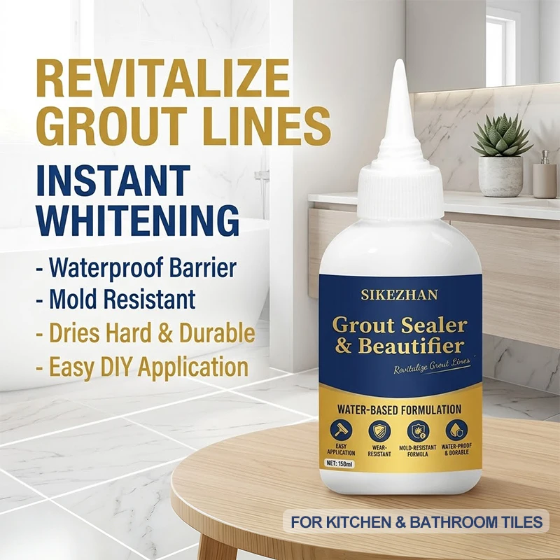 Professional White Grout Sealer 150ml, SIKEZHAN Waterproof Mold-Resistant Tile Beautifier for Bathroom Kitchen Floor Repair