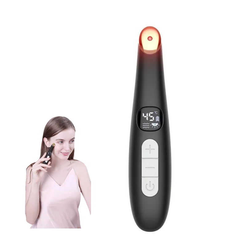 3-in-1-Augenliftstab, Schönheitsgerät, vibrierendes rotes Licht, 98 ° F bis 113 ° F LCD-Display-Augenmassagegerät für trockene Augen, dunkle Ringe, Schwellungen